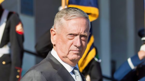 Secretary of Defense Jim Mattis waits for the arrival of President Donald Trump and Vice President Mike Pence Jan. 18, 2018, at the Pentagon in Washington, D.C. (DOD photo by U.S. Navy Petty Officer 1st Class Dominique A. Pineiro)