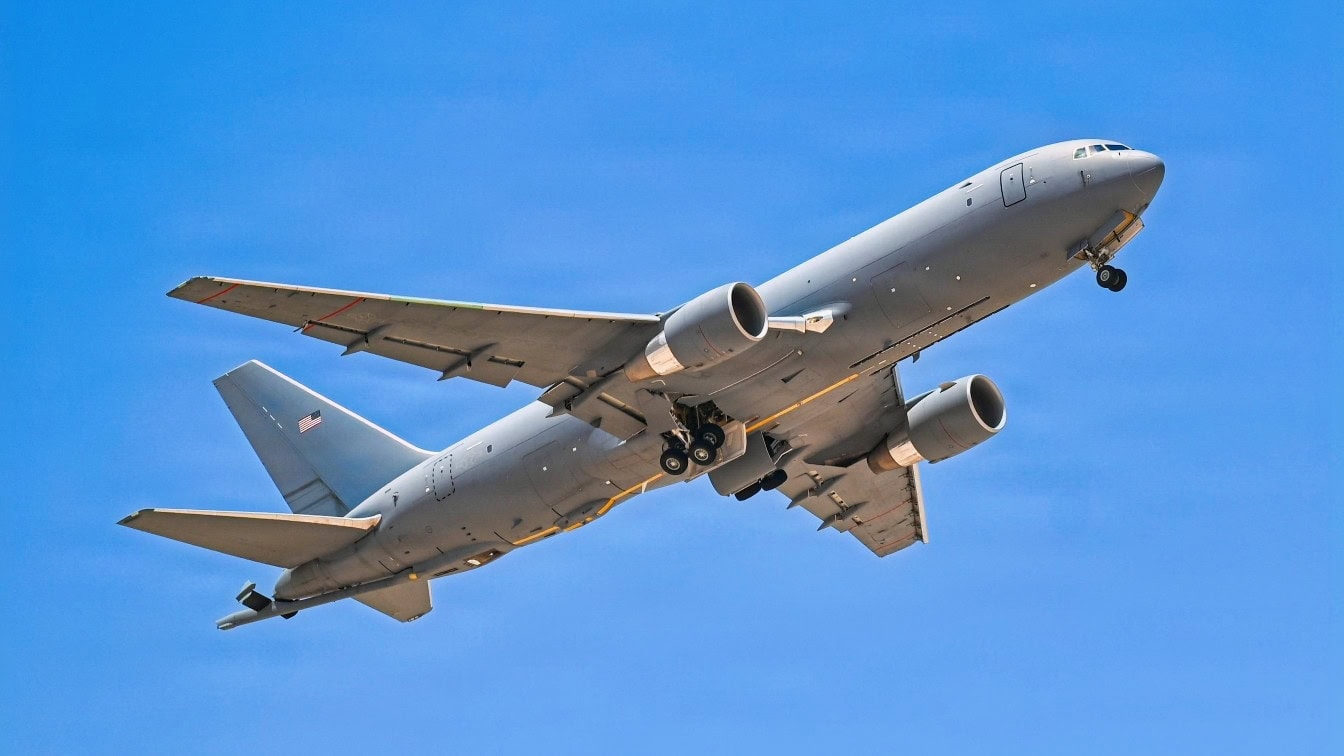 A U.S. Air Force KC-46 Pegasus aircraft takes off from a base in the U.S. Central Command area of responsibility Aug. 5, 2026. (U.S. Air Force photo by Senior Airman Adisen Smith)