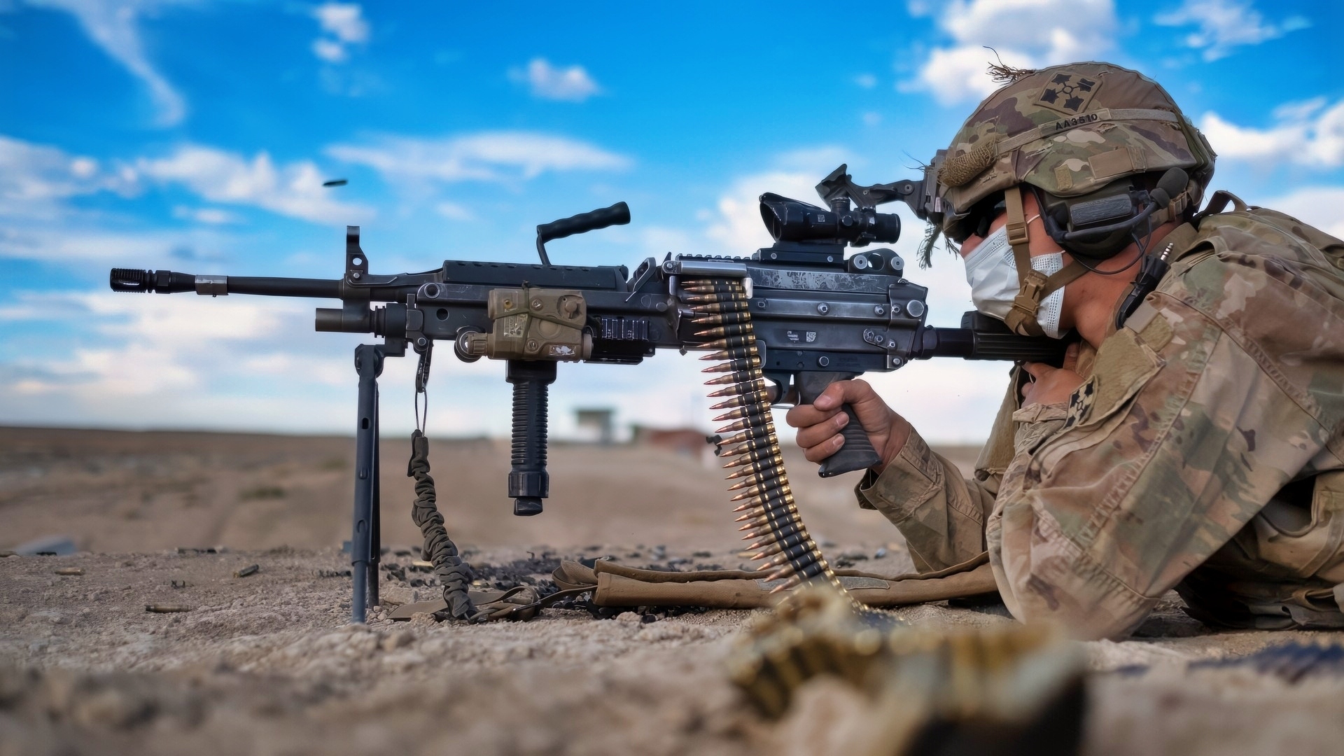 Pfc. Azad Anvarian, an infantryman assigned to Charlie Company, 1st Battalion, 38th Infantry Regiment, 1st Stryker Brigade Combat Team, 4th Infantry Division, fires an M249 squad automatic weapon during qualification at Fort Carson, Colorado, November 3, 2020. All M249 firers qualified expert during daytime qualification. (U.S. Army photo by Capt. Daniel Parker)