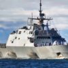 The littoral combat ship USS Fort Worth (LCS 3) arrives to Joint Base Pearl Harbor-Hickam for a scheduled port visit. Fort Worth deployed for a scheduled 16-month rotational deployment to Singapore in support of the Navy's strategic rebalance to the Pacific. Fort Worth is the first littoral combat ship to deploy under the 3-2-1 manning concept, swapping fully trained crews roughly every four months and extending the littoral combat ship forward presence. (U.S. Navy photo by Mass Communication Specialist 2nd Class Diana Quinlan/Released)