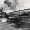 USS Franklin US Navy Aircraft Carrier on Fire