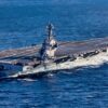 (Oct. 29, 2019) USS Gerald R. Ford (CVN 78) conducts high-speed turns in the Atlantic Ocean. Ford is at sea conducting sea trials following the in port portion of its 15 month post-shakedown availability. (U.S. Navy photo by Mass Communication Specialist 3rd Class Connor Loessin)