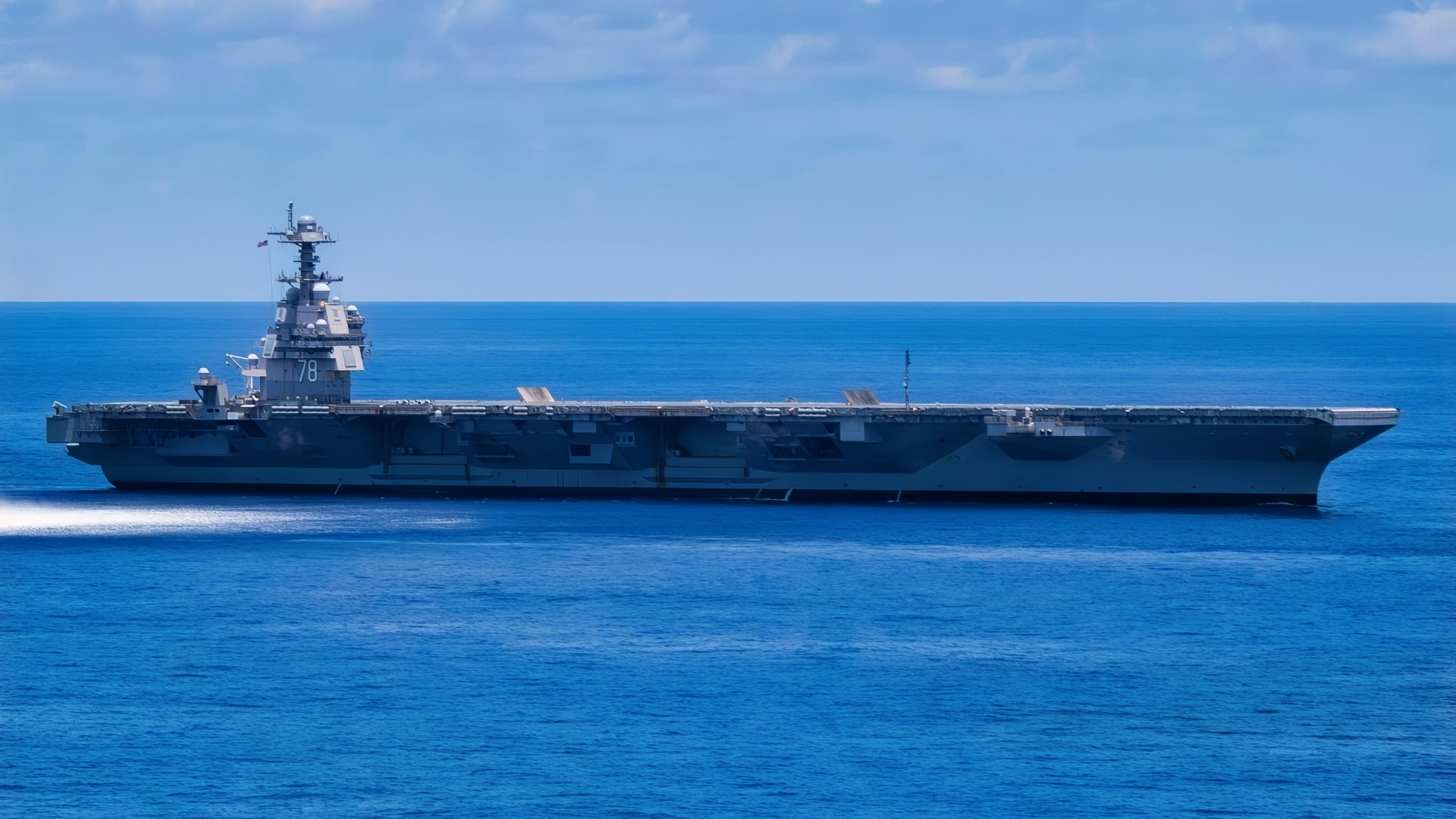 USS Gerald R. Ford (CVN 78) successfully completed the second of three scheduled explosive events for Full Ship Shock Trials (FSST), July 16, 2021. The shock trials are designed to demonstrate the ship’s ability to withstand the effects of nearby underwater explosion and retain required capability. Ford is underway in the Atlantic Ocean for required inspections and preparation for the third FSST explosive event, scheduled for later this month. (U.S. Navy Photo by Mass Communications Specialist Seaman Jackson Adkins)