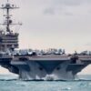(Dec. 26, 2015) -- Aircraft carrier USS Harry S. Truman (CVN 75) transits the Straight of Hormuz. Harry S. Truman Carrier Strike Group is deployed supporting maritime security operations and theater security cooperation efforts in the U.S. 5th Fleet area of responsibility. (U.S. Navy photo by Mass Communication Specialist 2nd Class M. J. Lieberknecht/Released)