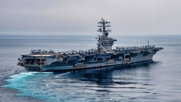 The aircraft carrier USS Nimitz (CVN 68) steams in the Pacific Ocean, Oct. 5, 2024. Nimitz is underway in 3rd Fleet conducting routine training operations. (U.S. Navy photo by Mass Communication Specialist Second Class Carson Croom)