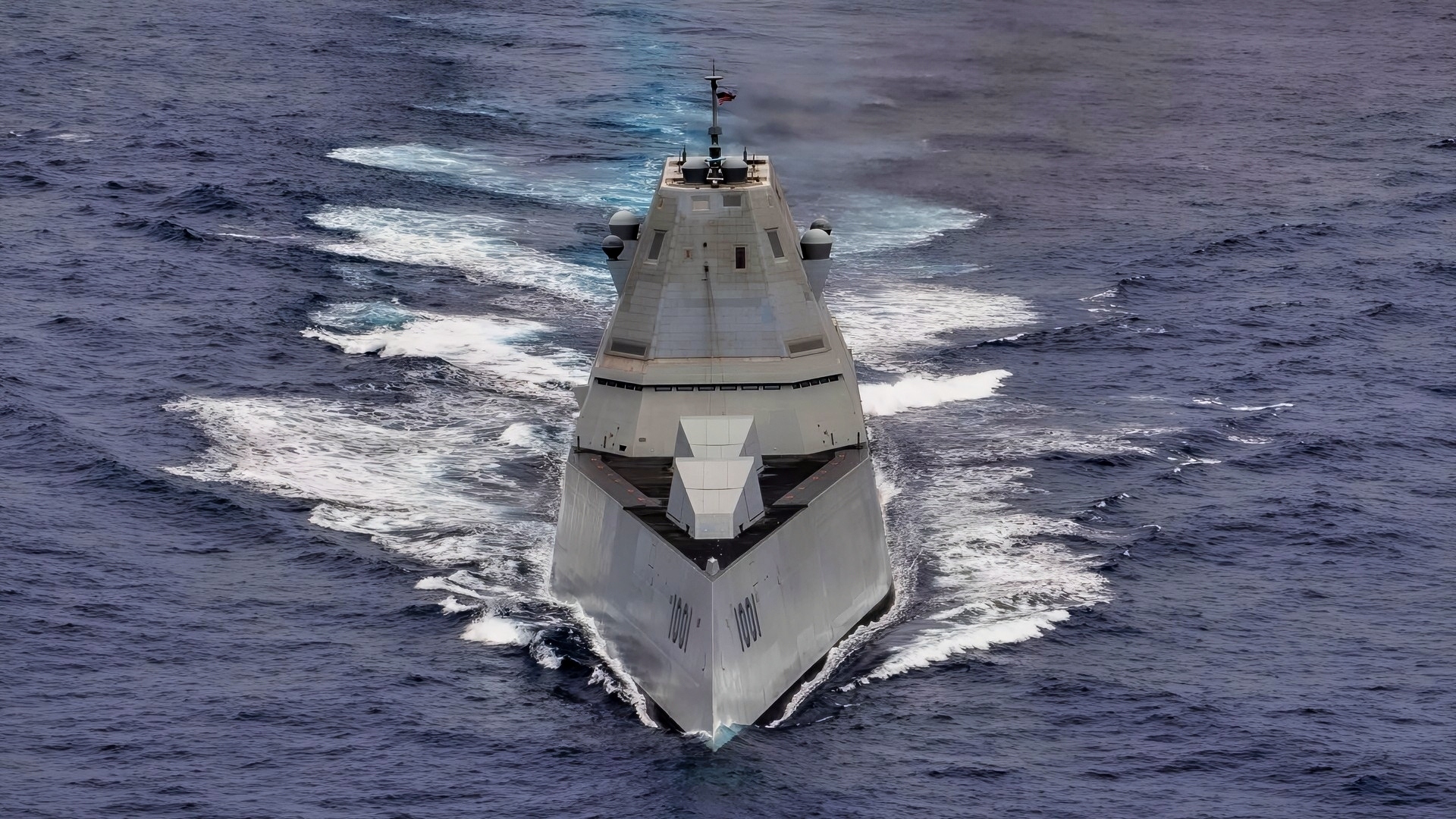 PACIFIC OCEAN – Zumwalt-class Guided Missile Destroyer Michael Monsoor (DDG-1001) transits the Pacific Ocean en route to Hawaii for Rim of the Pacific (RIMPAC) 2022. Twenty-six nations, 38 ships, four submarines, more than 170 aircraft and 25,000 personnel are participating in RIMPAC from June 29 to Aug 4 in and around Hawaiian Islands and Southern California. The world’s largest international maritime exercise, RIMPAC provides a unique training opportunity while fostering and sustaining cooperative relationships among participants critical to ensuring the safety of sea lanes and security on the world’s oceans. RIMPAC 2022 is the 28th exercise in the series that began in 1971. (U.S. Navy photo by Mass Communication Specialist 3rd Class Megan Alexander)
