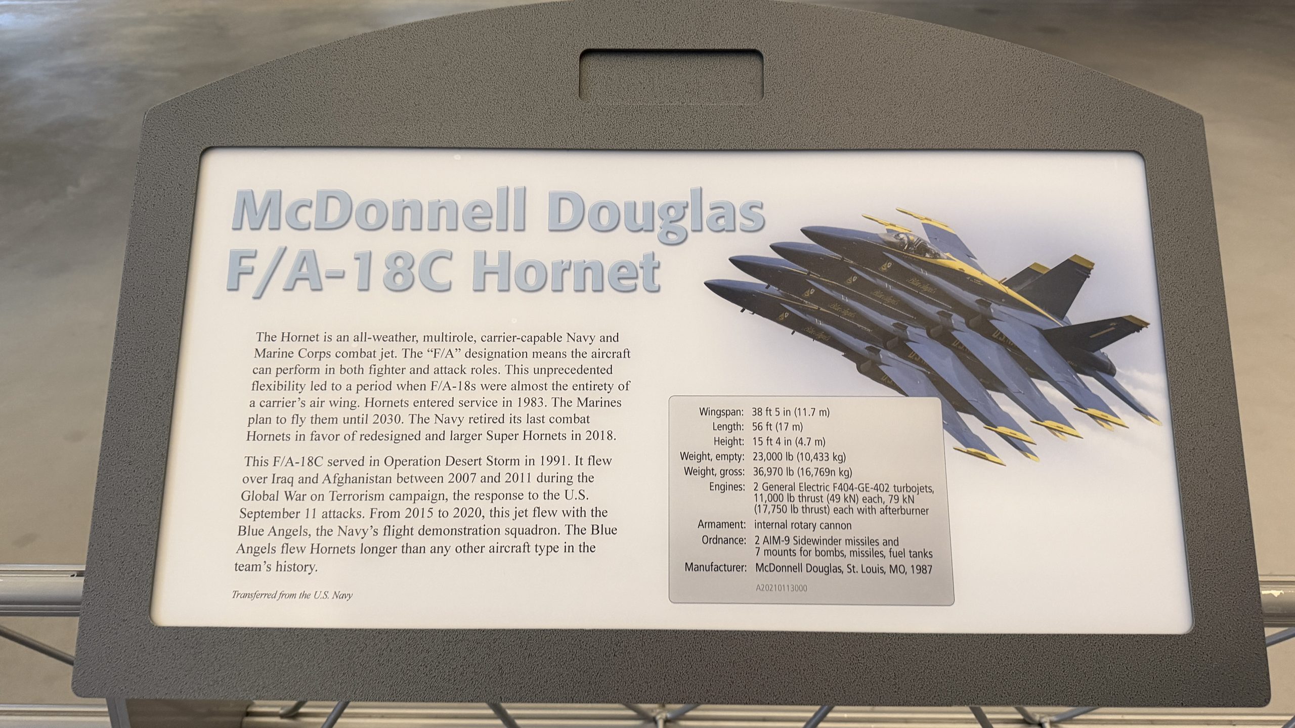 F/A-18 Hornet from the Blue Angels. 19FortyFive Photo from Staff Photo Shoot.