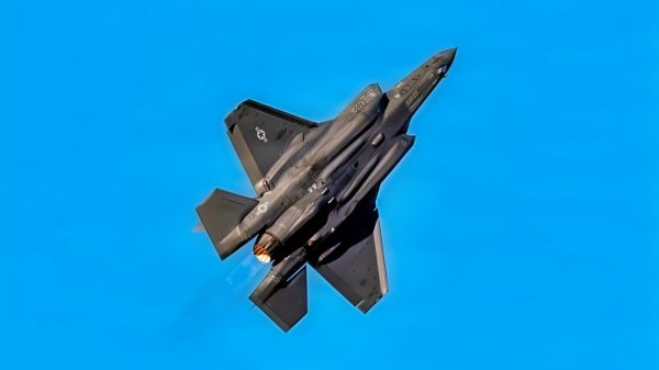 A U.S. Air Force F-35A Lightning II, assigned to the F-35A Lightning II Demonstration Team, performs precision aerial maneuvers during the Columbus Air Show at Rickenbacker Air National Guard Base, Columbus, Ohio, June 19, 2026. The F-35A Demonstration Team showcases the unique aerodynamic capabilities, advanced avionics, and combat readiness of the military's premier fifth-generation fighter. (U.S. Air National Guard photo by Airman 1st Class Samir Harris)